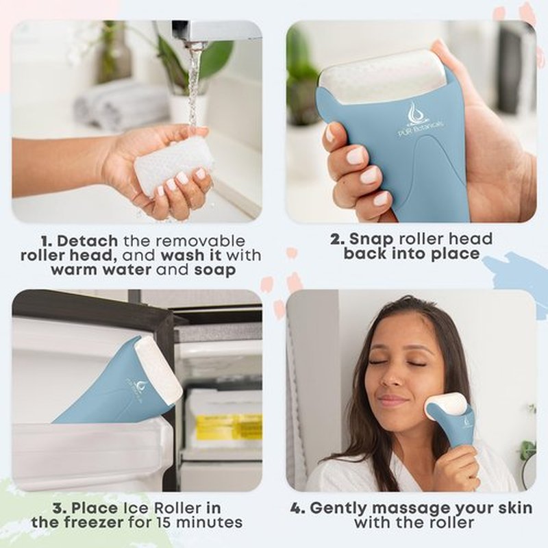 PUR Botanicals - Arctic 2-in-1 Set Cryotherapy Ice Roller for Face Wrinkles Massager - Skin Care Tool for Puffiness - Cooling Ice Facial Eye Skin Roller - Reduce Puffiness and Relief Migraine Pain
