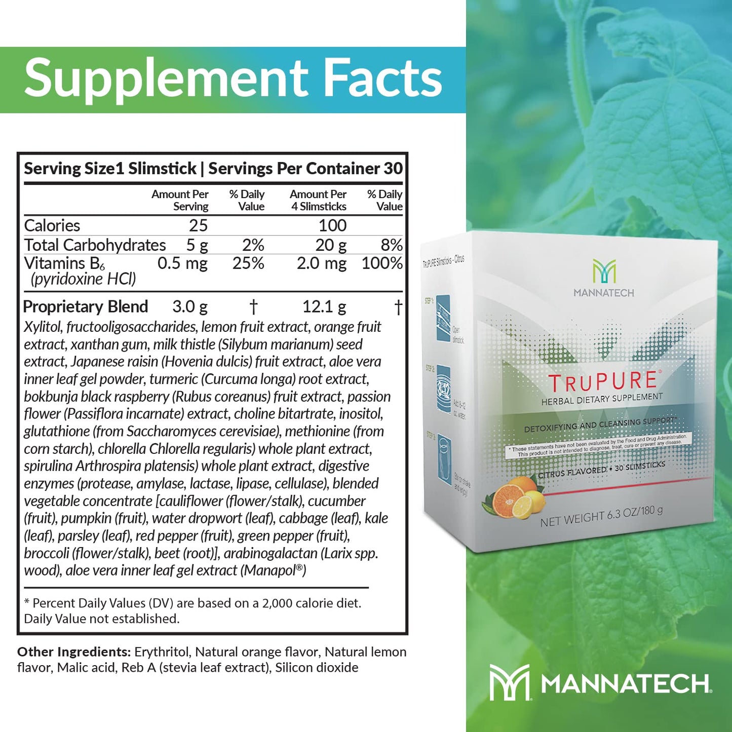 Mannatech TruPURE Cleanse 30 Slimsticks.