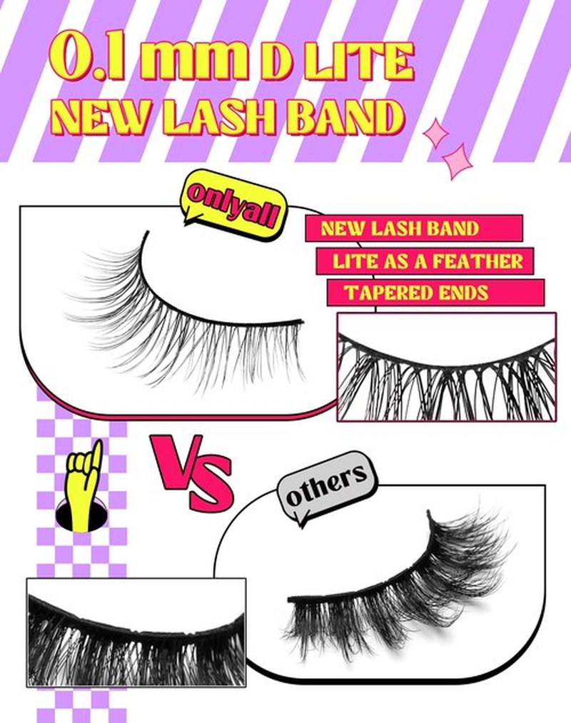 Onlyall Natural Lashes Wispy Lashes Natural Look False Eyelashes Natural Flared Eyelashes False Eye Lashes Soft Fluffy Lashes 7 Pairs DK32