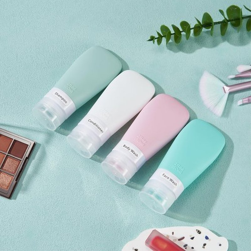 INSFIT Travel Bottles for Toiletries, TSA Approved 2oz Travel Size Bottles Leak Proof Travel Containers for Toiletries, Refillable Travel Accessories for Shampoo Body Wash Liquids 4 Pack