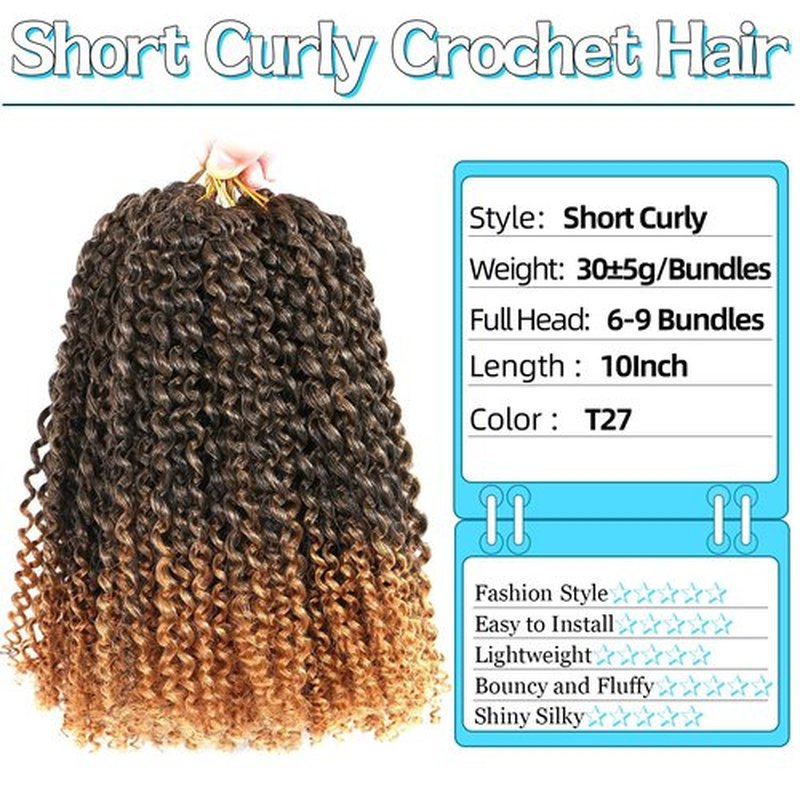 10 Inch Short Passion Twist Hair 8 Bundles Kinky Curly Crochet Hair for Black Women Curly Braiding Hair Crochet Braids Hair (8Bundles10 Inch, 1B/27#)