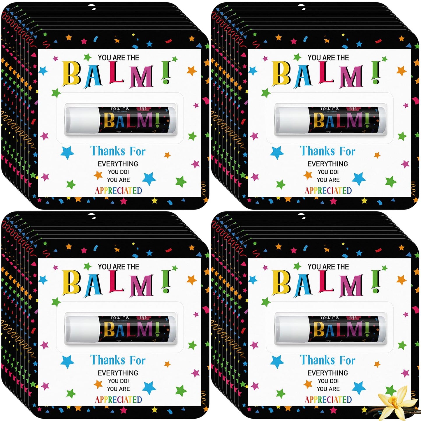 Sacubee 120 Pack Back to School Employee Teacher Appreciation Gifts Bulk Lip Balm Teacher Employee Staff Team Thank You Gifts You're the Balm Volunteer Appreciation Party Favor for Women Men Coworker