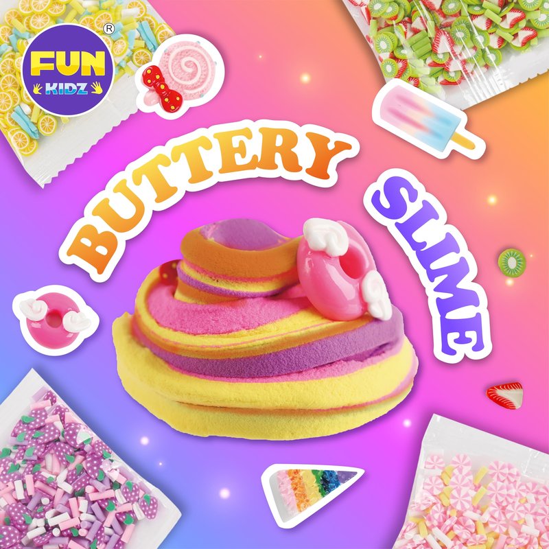 1:1 Buttery Glue Slime Kit for Kids Ages 8-12, FunKidz Ice Cream Slime Making Kits for Girls Toys Includes 19 Pieces Supplies to Make Butter Slime Activity Party Gifts