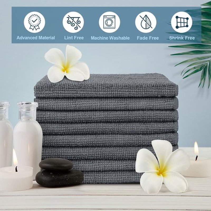 HOMEXCEL Microfiber Washcloths Towel Pack of 24, 12" x 12" Highly Absorbent and Soft Face Towels Wash Cloths for Bathroom, Gym, Hotel and Spa, Fast Drying Multi-Purpose Cleaning Cloth, Grey