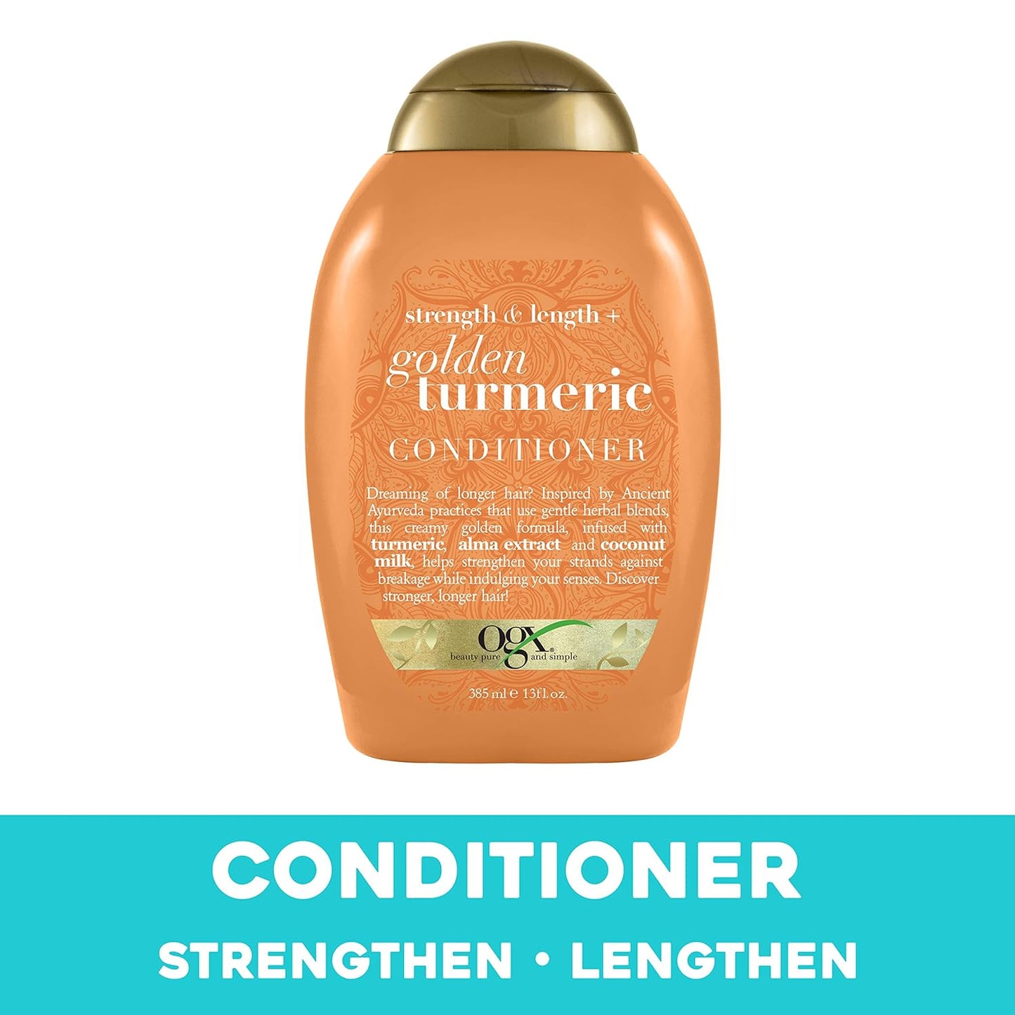 OGX Golden Turmeric Conditioner for Stronger, Longer Hair - Sulfate-Free, 13 Fl Oz