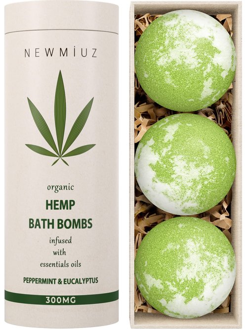 Organic Hemp Bath Bombs Set - Infused Peppermint & Eucalyptus Essential Oil - Luxurious Bath Essentials for Dry Skin - Immerse Yourself in A Blissful Spa-Like Experience with Our Set