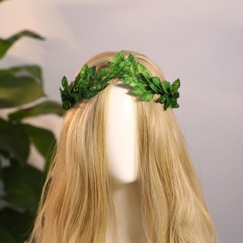 MOSTORY Green Leaf Laurel Crown - Handmade Wooland Greek Leaf Headpiece Forest Emperor Circlet for Men King Adult Renaissance Halloween Renfaire Cosplay Medieval Toga Costume