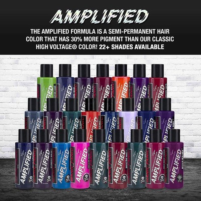 MANIC PANIC Rockabilly Blue Hair Dye - Amplified - Semi Permanent Strongest True Neutral Blue Hair Color For Dark or Light Hair – Vegan, PPD & Ammonia-Free (4oz)