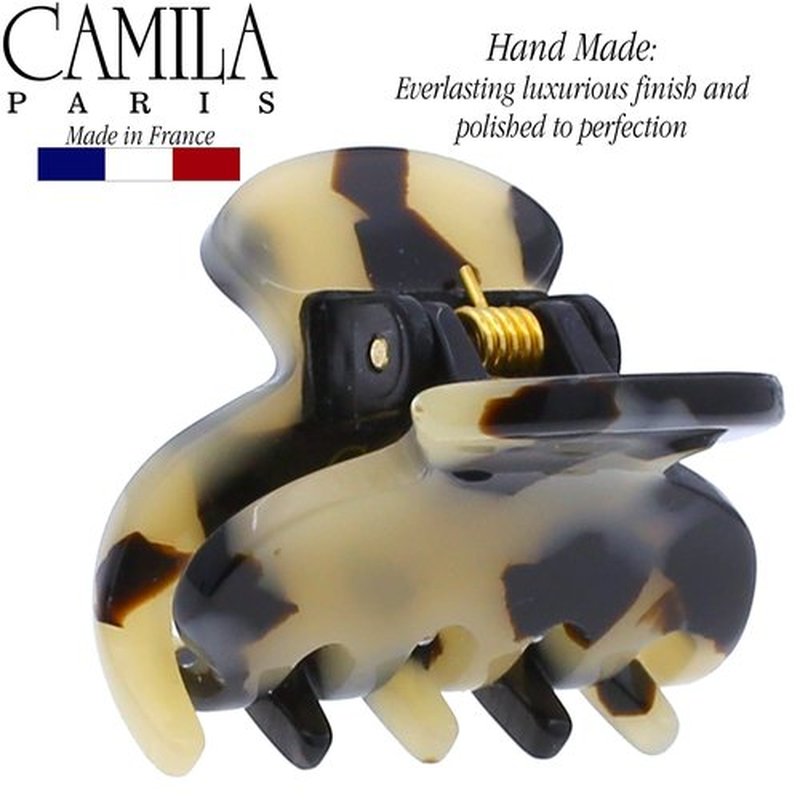 Camila Paris CP3066 French Hair Clip for Women, Handmade, Ivory Tokyo, Small, Girls Hair Claw Clips Jaw, Durable Styling Hair Accessories for Women, Strong Hold Grip, Made in France