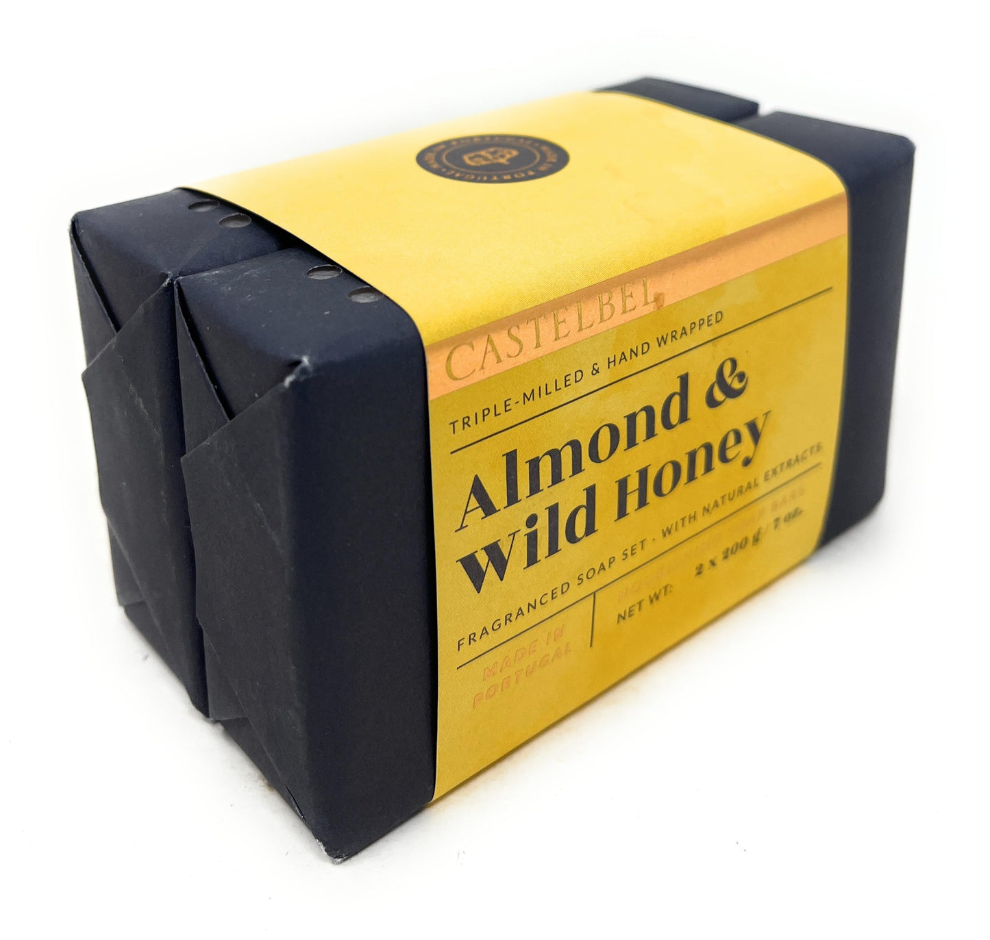Castelbel Set of Almond & Wild Honey Fragranced Luxury Soap, (2) 7-Ounce Bars