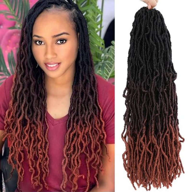 Soft Locs 22 Inch 7 Packs Ombre Faux Locs Crochet Hair For Black Women Pre Looped Soft Locs Crochet Braids Synthetic Butterfly Hair Extensions(1B/99J/350, 22 Inch, 7 Packs)