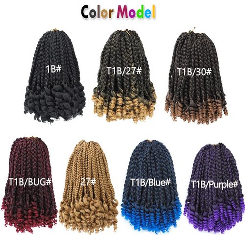 Alimiriam Boho Box Braids Crochet Hair 14 inch 8 Packs Box Braid Crochet Hair with Curly Ends Goddess Box Braids Crochet Hair Extensions for Black Women(14" 8 Packs, #T1B/30)