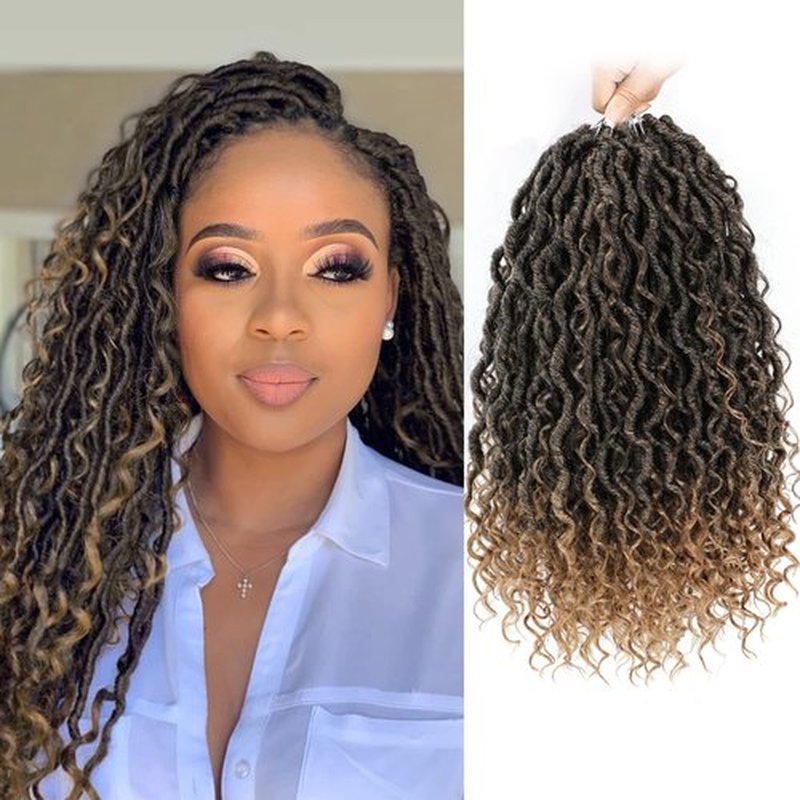 Fulcrum Goddess Locs Crochet Hair 14 Inch, 8 Packs New Faux Locs Crochet Hair for Black Women, Crochet locs with Curly Ends (14Inch (Pack of 8), T27#)