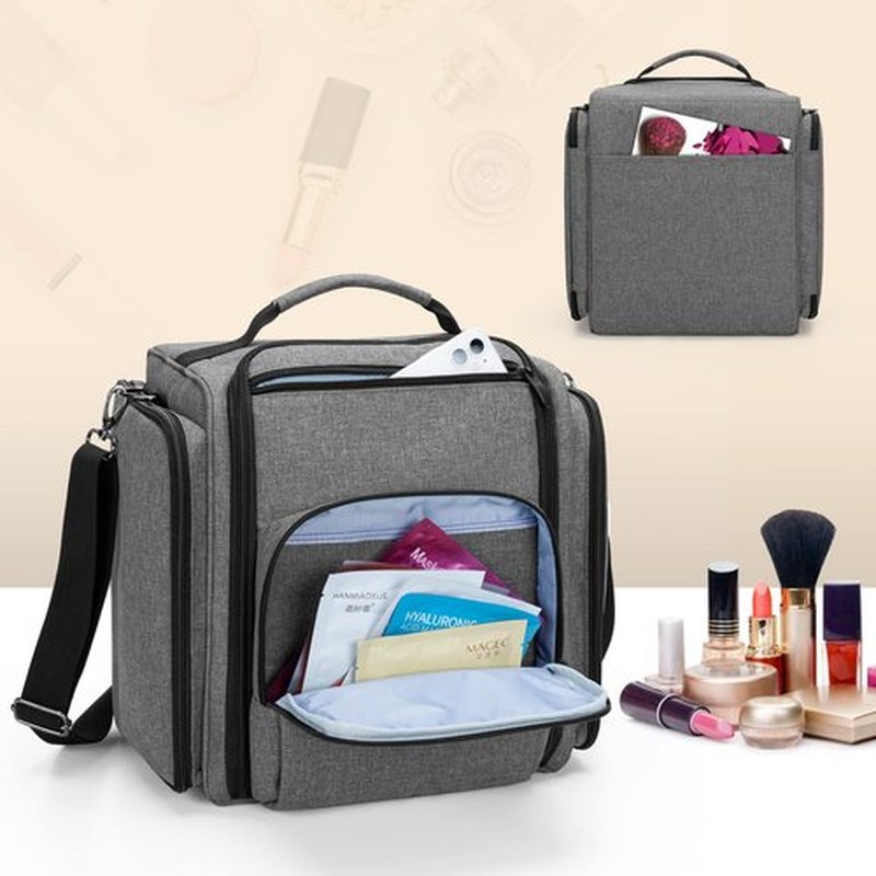 BAFASO Makeup Bag Cosmetic Bag with 4 Inner Removable Pouches, Multifunctional Travel Makeup Case (Patent Pending), Gray