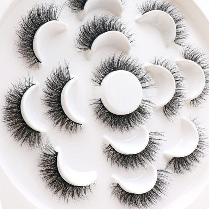 Veleasha Lashes 5D Faux Mink Lashes Crisscross False Eyelashes Handmade Cat Eye Lashes Wispy Fluffy Fake Lashes Luxurious Eyelashes Natural Look Volume Fake Eyelashes 7 Pairs Pack (614)