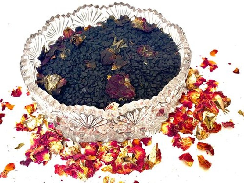 FIRE TEAS Black Lava & Roses Bath Salt - Hiwa Kai Hawaiian Sea Salt w/Activated Charcoal, Sweet Orange Essential Oil, Rose Petals