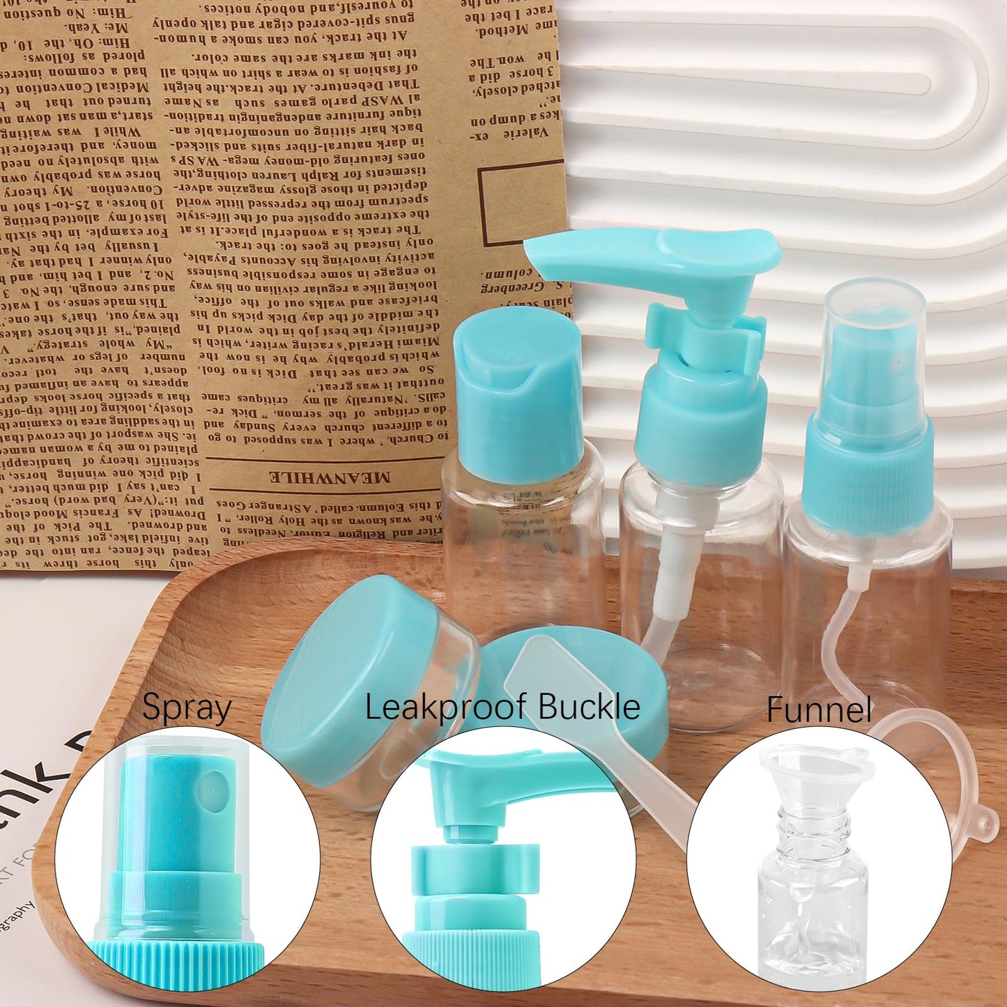 Mekupeu 7 Pack Portable Small Travel Squeeze Kit Reusable Cosmetic Container Lotion Pump Spray Flip Cap Bottle Jar cream bottles Travel Separate Bottles (Purple)