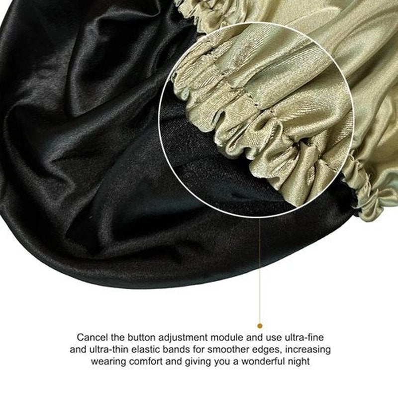 Satin Bonnet Silk Bonnet for Sleeping Double Layer 100% Real Satin Lined Hair Bonnet with Women Curly Hair