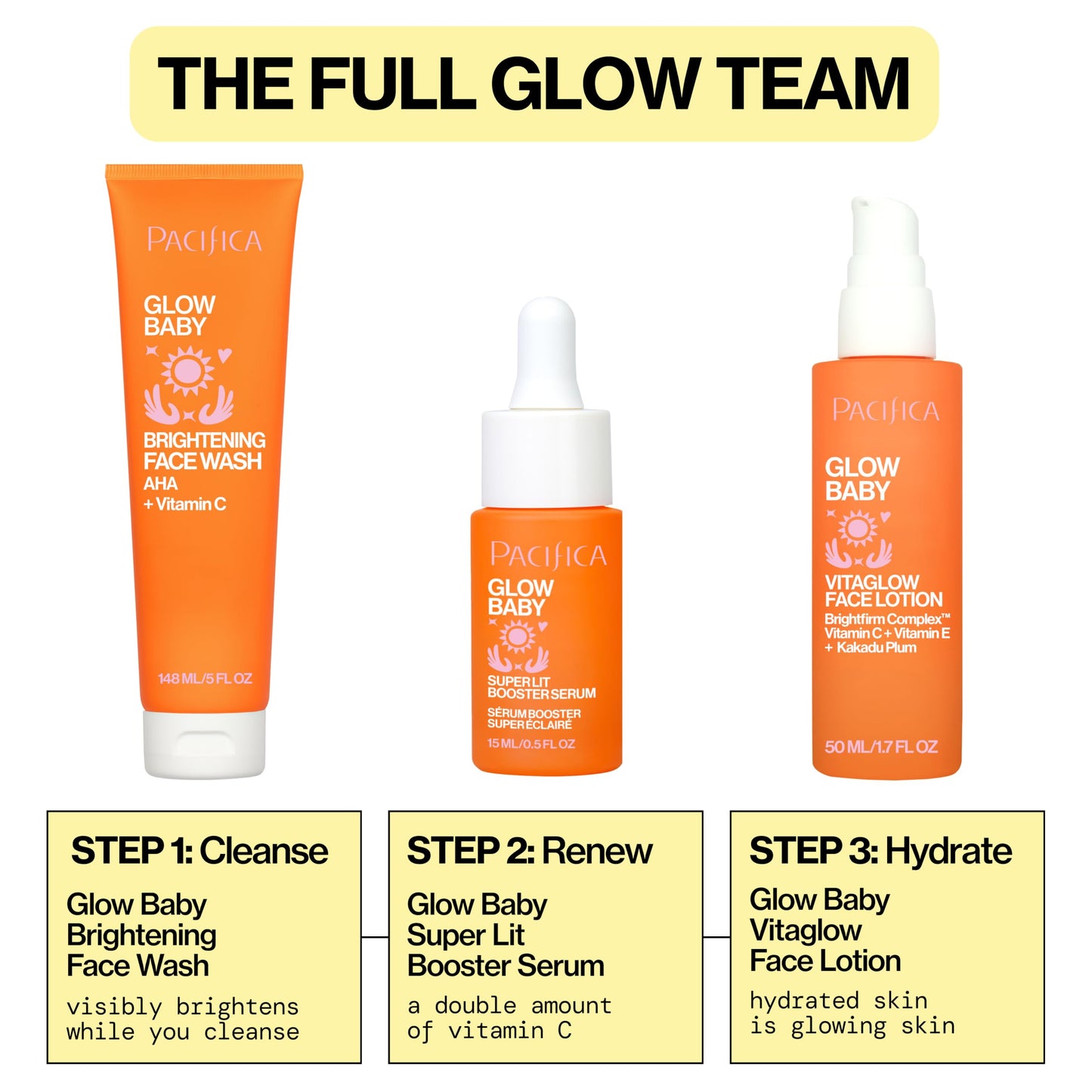 Pacifica Glow Baby Booster Mini Face Serum, Vitamin C & Glycolic Acid For Brightening Dull Skin, Fragrance-Free, Vegan & Cruelty-Free, .5 Fl Oz