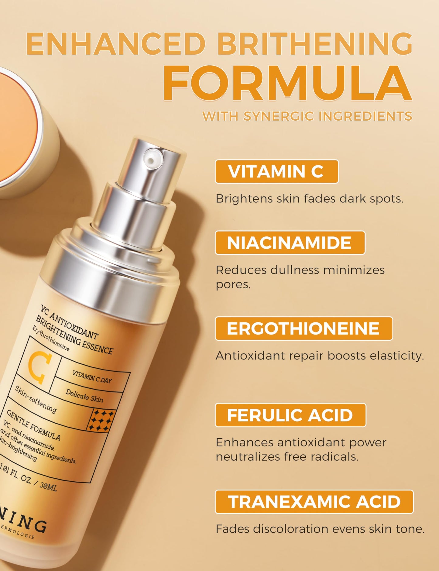 NING DERMOLOGIE Vitamin C Serum & Retinol Serum for Face Set - Collagen Booster & Dark Spots Treatment Face Serum Duo for Gentle Firming Anti Aging & Wrinkle | Korean Skincare Rountine - 1 fl oz Each