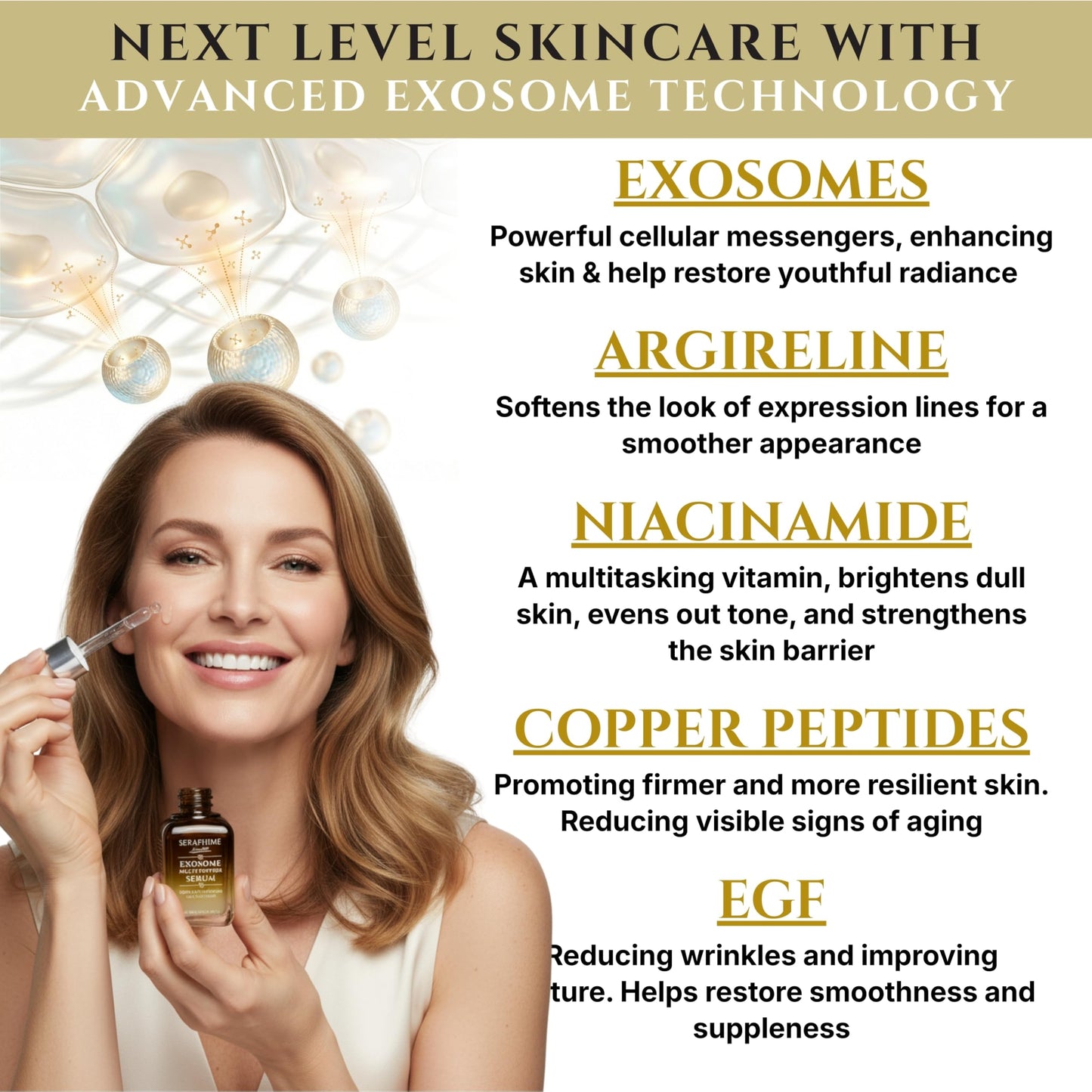 Exosomes for Skin Serum – Anti-Aging Multi Peptide Serum for Face Pores, Fine Lines & Microneedling – 2% Exosomes, GHK-Cu Copper Peptides, Argireline, EGF & Hyaluronic Acid