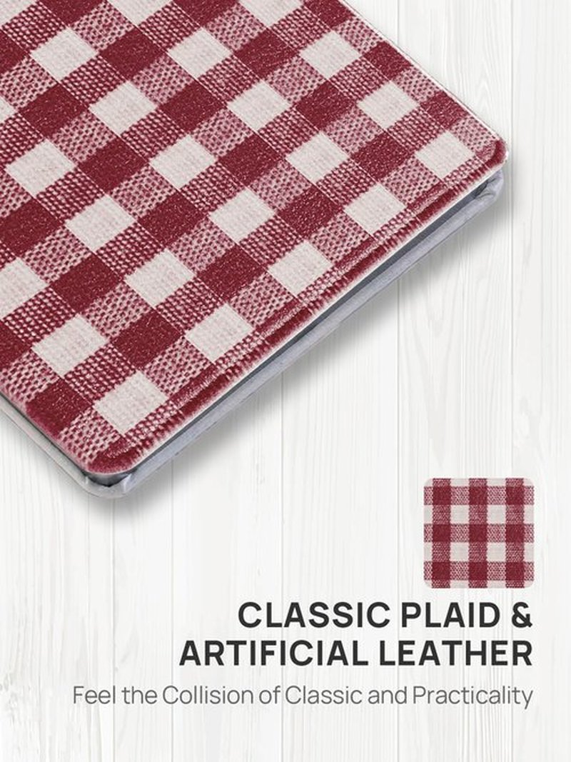 OMIRO Compact Mirror, Unique Plaid Pattern PU Leather 1X/3X Magnification, Ultra Portable for Purses, 2.4" W x 3.4" L, Red Plaid