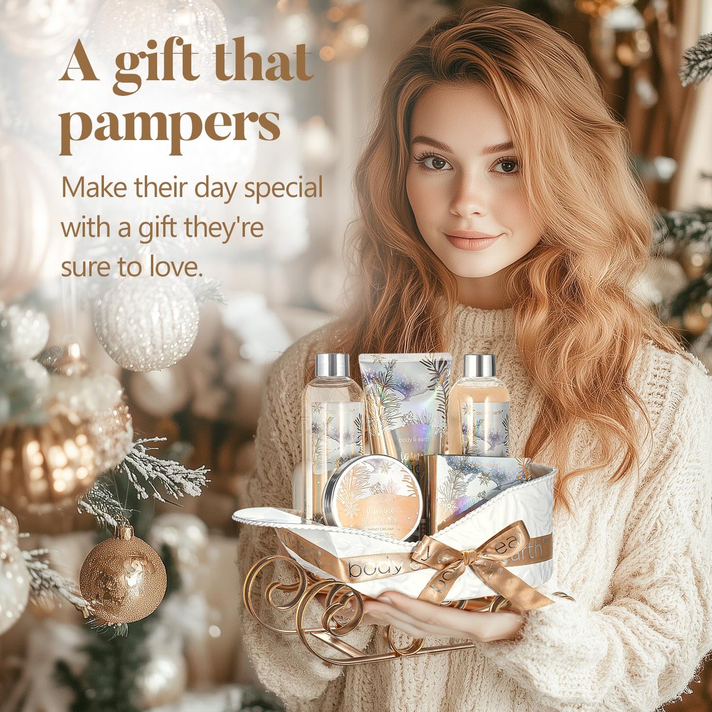 Jasmine & Honey Gift Set for Women - Luxurious Bubble Bath & Hand Cream - Perfect Holiday Gift Basket