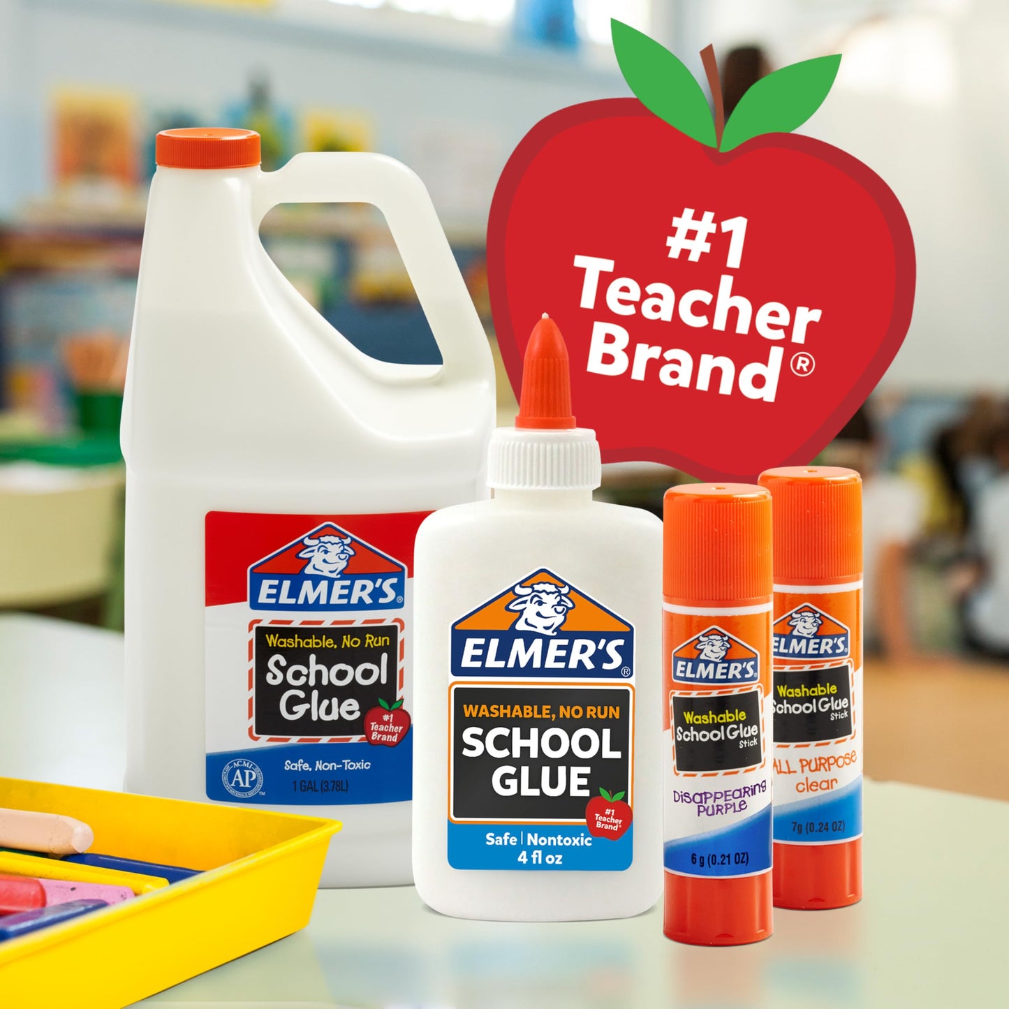 Elmer's Disappearing Purple School Glue Sticks, Washable, 6 Grams, 12 Count - Arts & Crafts, Poster, Projects, Back to School, #1 Teacher Brand