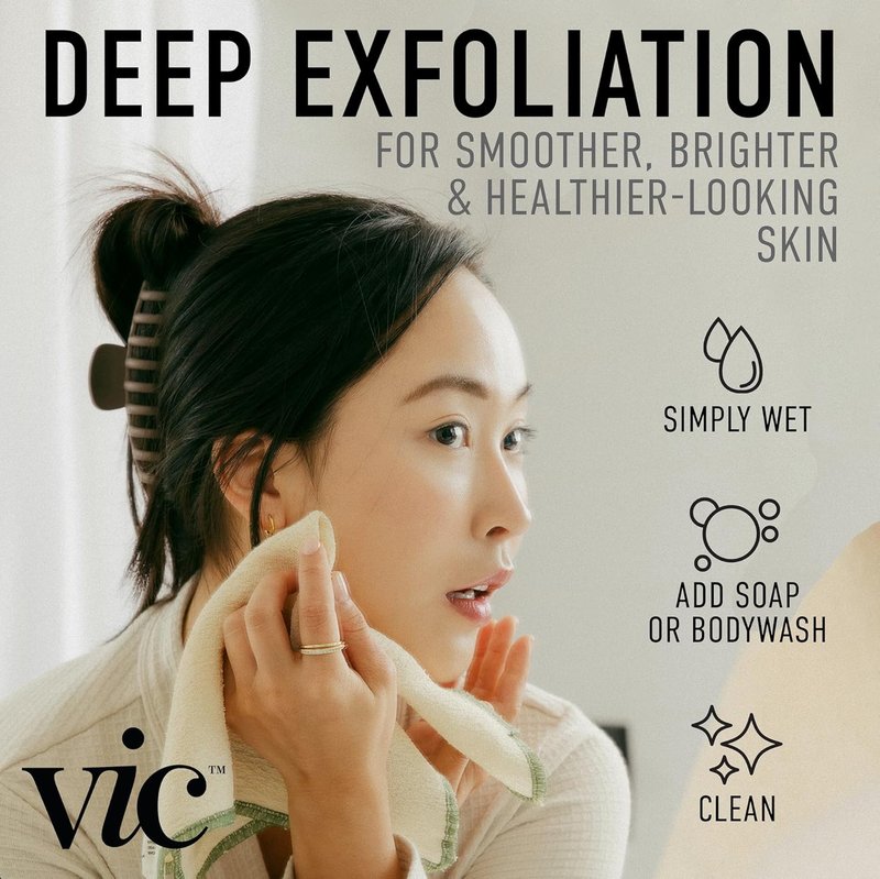 Deep Exfoliating Face & Body Washcloth - Premium Natural Cotton | Skin-Renewing Texture | 14” x 17” Size
