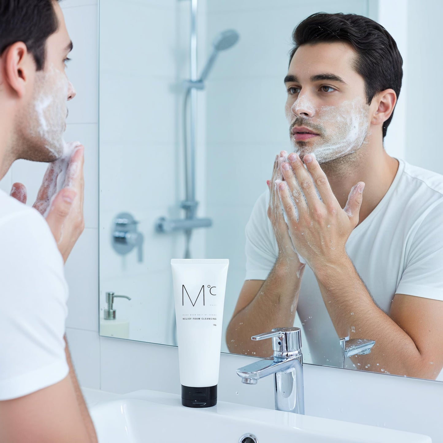 Mdoc Men's Relief Foam Cleanser, Korean Facial Cleanser for Men with Green Tea, Chamomile & Aloe Vera, Rich Foaming Face Wash, Daily Gentle Facial Cleanser, Made in Korea, 150 mL