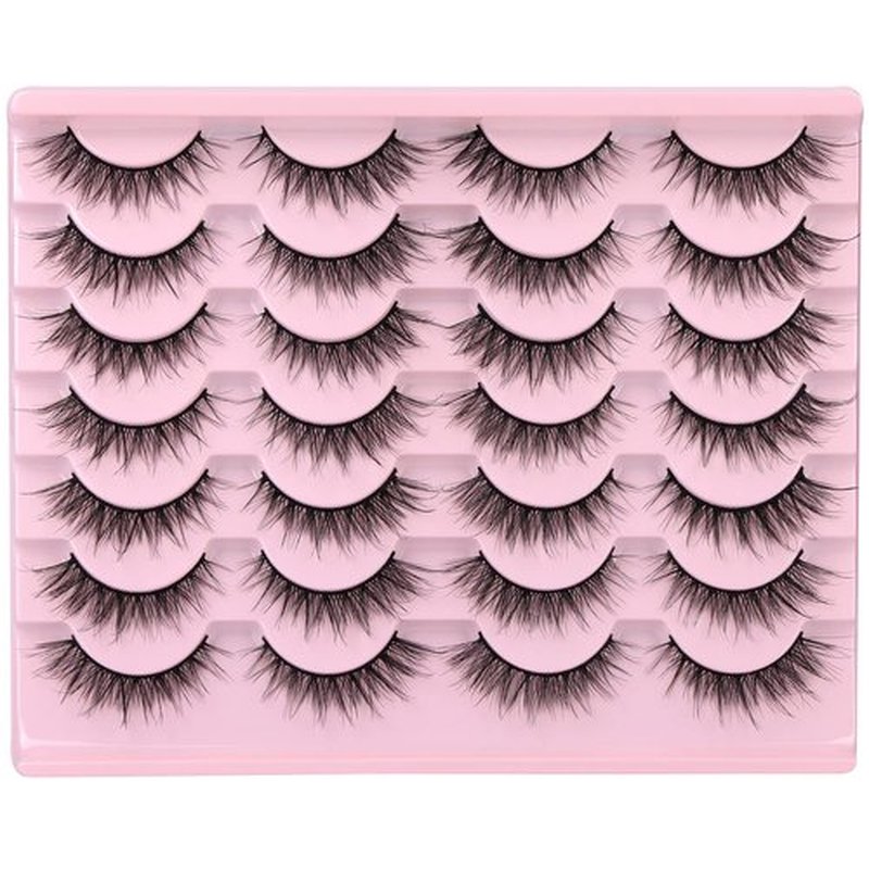 Wispy Lashes 14mm Cat Eye False Eyelashes Natural Look Faux Mink Lashes Fluffy Short Natural Lashes Pack by Kiromiro