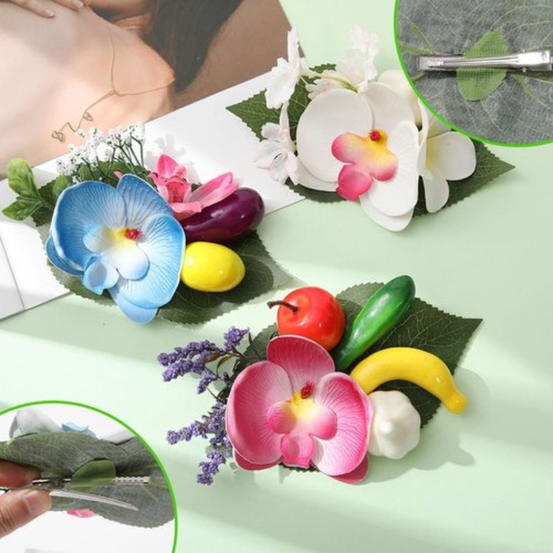 HAIMEIKANG Hawaiian Hair Accessories - 3 Pieces Tropical Flower Hair Clips, Large Artificial Flower Pins for Women, Wedding Hair Piece (#3)