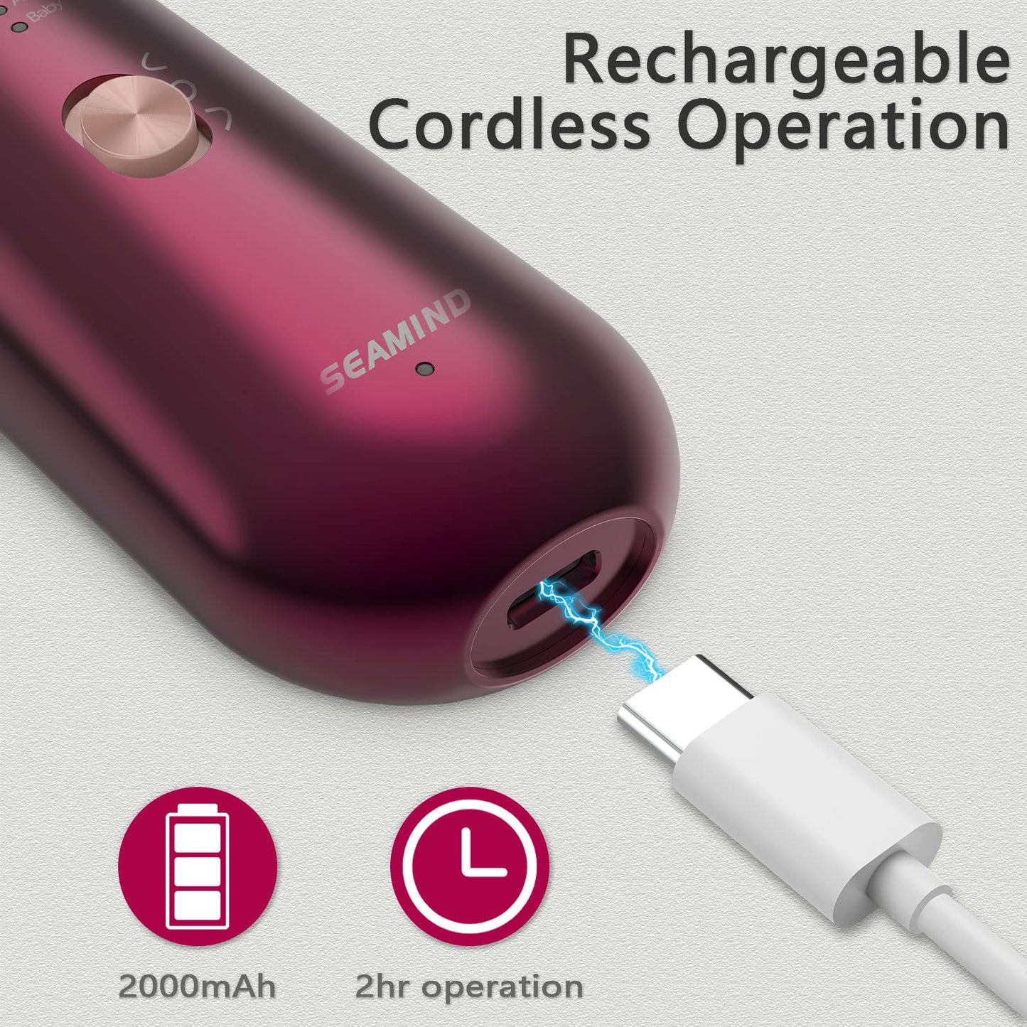 Professional Manicure Pedicure Set, Cordless Electric Nail File Kit, Rechargeable Nail Grinder for Thick Nails, 5 Speeds Hand Foot Nail Care Trimmer Buffer Tools(Red)