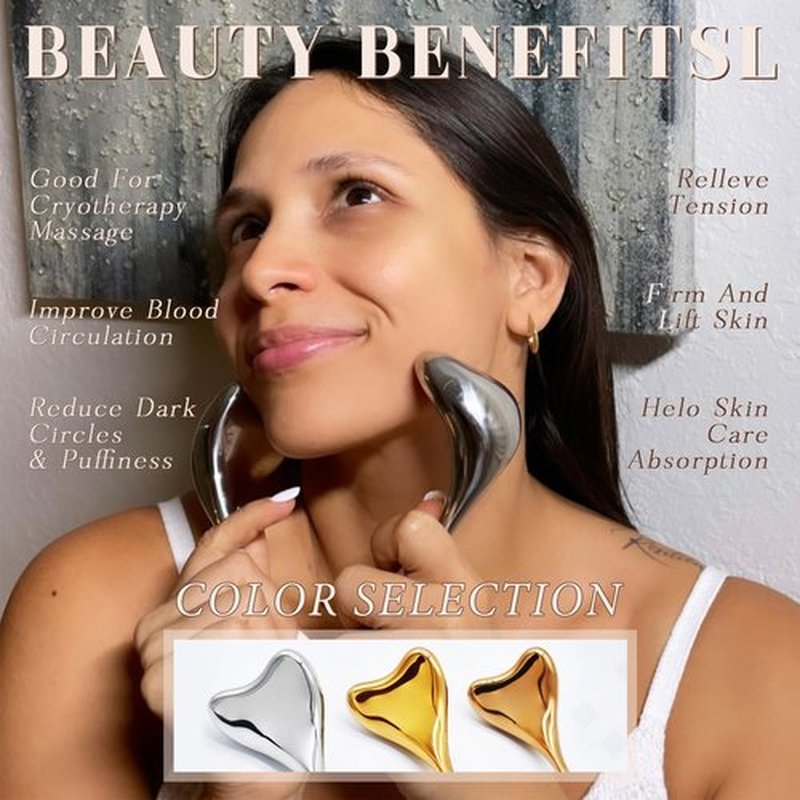 2pcs Facial Ice Globes in Stainless Steel Ergonomic Massaging Shape, Ideal Skincare Cryo Sticks for Face & Eyes Puffiness Relief, Esthetician Supplies Cooling Globes Facial Gua Sha Tool w/ Carry Case