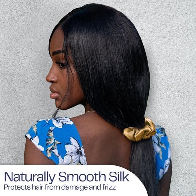Celestial Silk Mulberry Silk Scrunchies for Hair (Gold, Black, Cranberry)
