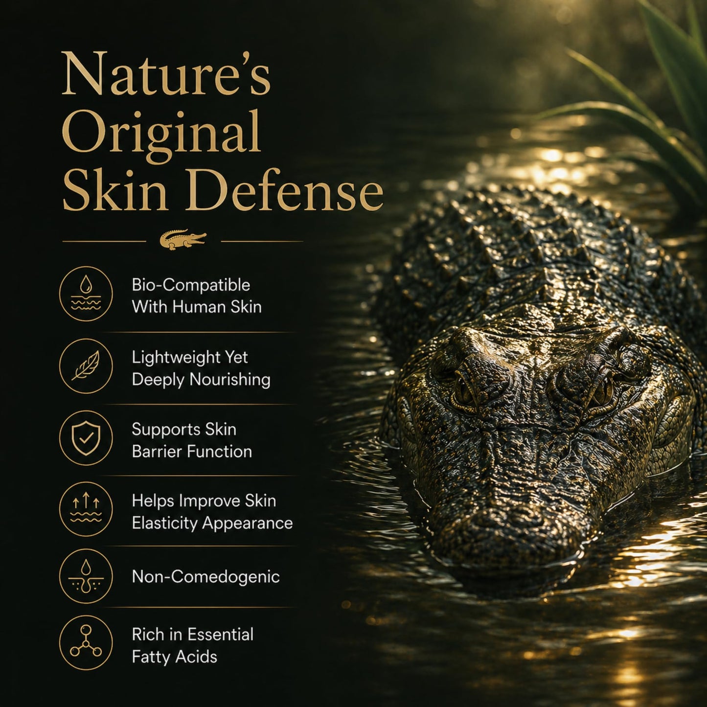 Crocoderm Pure Crocodile Oil – Fast Absorbing Skin Moisturizer for Face & Body – 100% Single Ingredient – Lightweight, Non-Greasy Hydration (15mL)