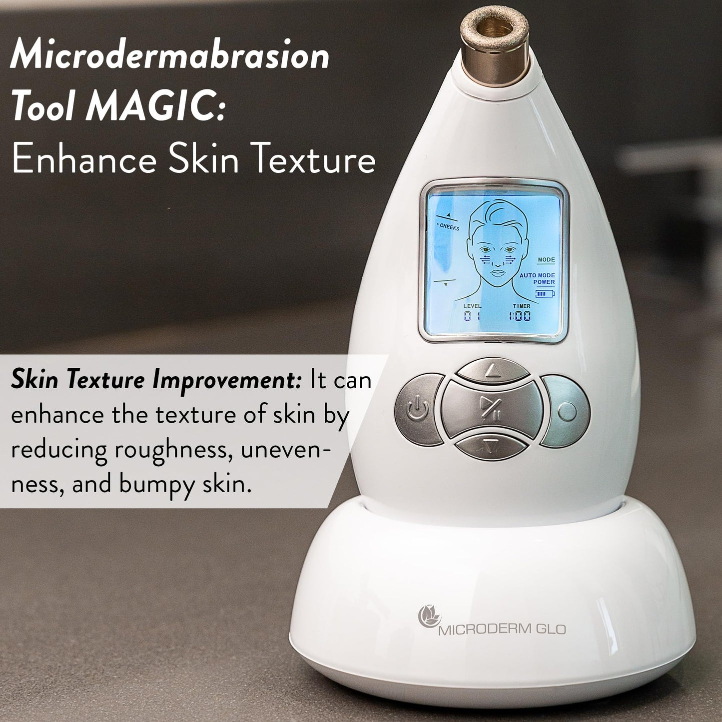 Microderm GLO Complete Skincare Package Includes Diamond Microdermabrasion System, Premium, Fine, Massage Tips, 10mm Filters 100 pack, Peptide Complex Serum & Sonic Facial Cleansing Brush (Silver)