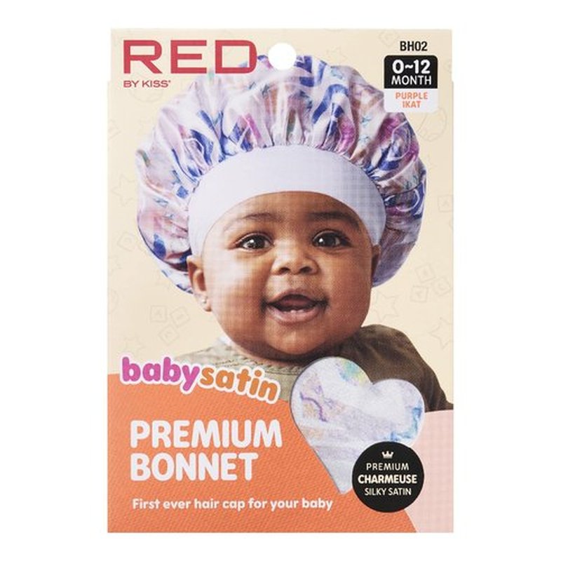 Red by Kiss Baby Satin Bonnet Sleep Caps Hair Wraps Hair Bonnet (Purple Ikat)