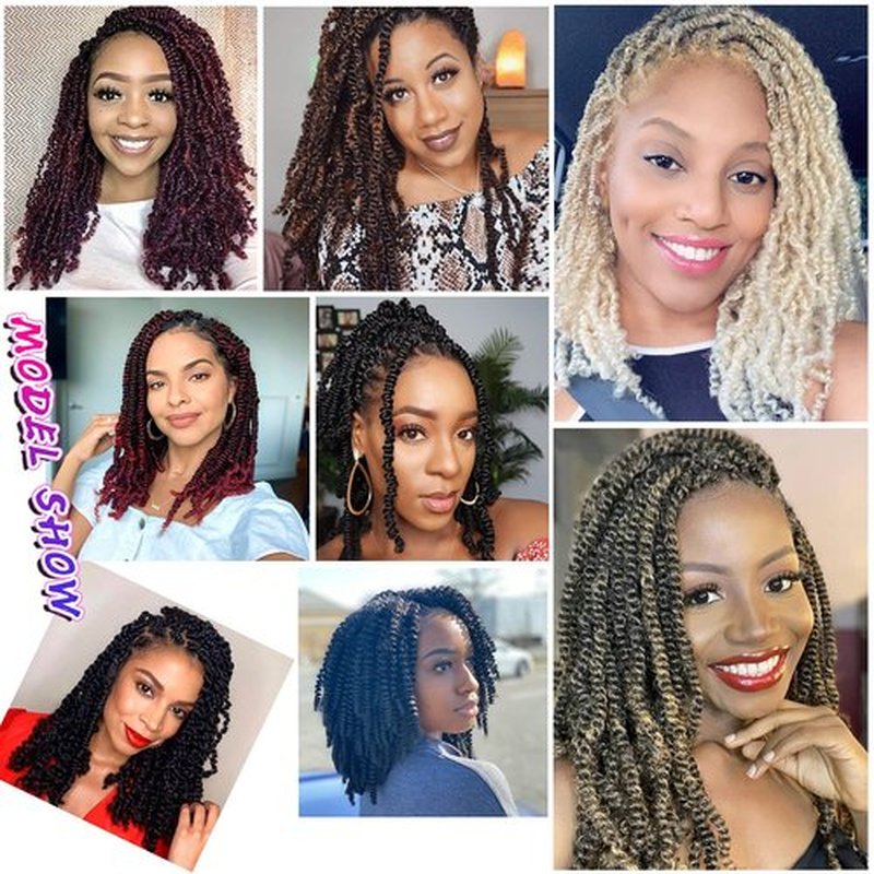 6 Packs Spring Twist Hair Spring Twist Ombre Colors Crochet Braids Synthetic Braiding Hair Extensions Low Temperature Fiber (12 inch, 613#)