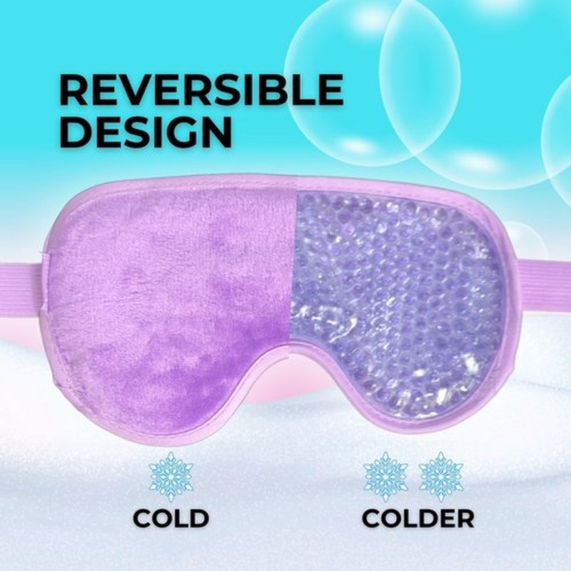 Cooling Gel Bead Eye Mask - Reusable Eye Mask with Cooling Gel for Puffiness, Migraines, Headaches & Post-Surgery Relief - Cold Eye Mask for Puffy Eyes & Relaxation (Purple)