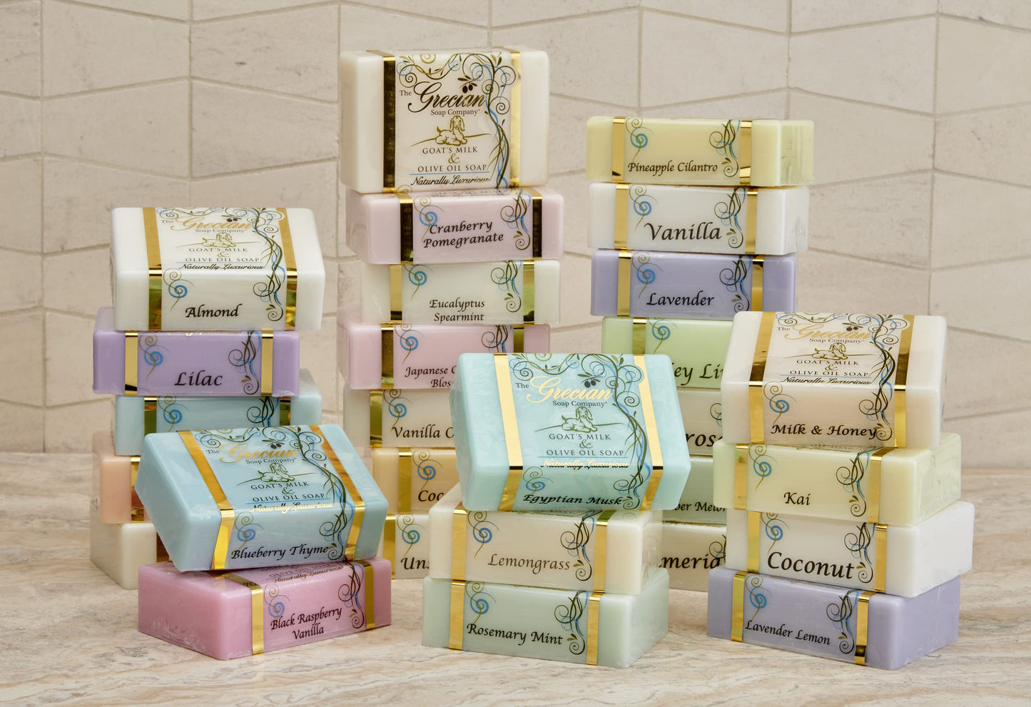 Grecian Goats Milk & Olive Oil Soap Bar 3-pack Egyptian Musk Scent: Handmade, All-Natural, Soap for Dry & Sensitive Skin, Anti-Aging, pH-Balanced, RSPO Sustainable - 6oz Bar