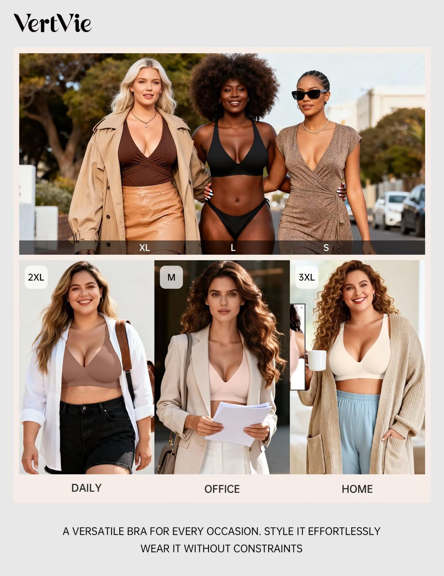 Vertvie Wireless Jelly Bras Push Up Plunge Seamless Supportive