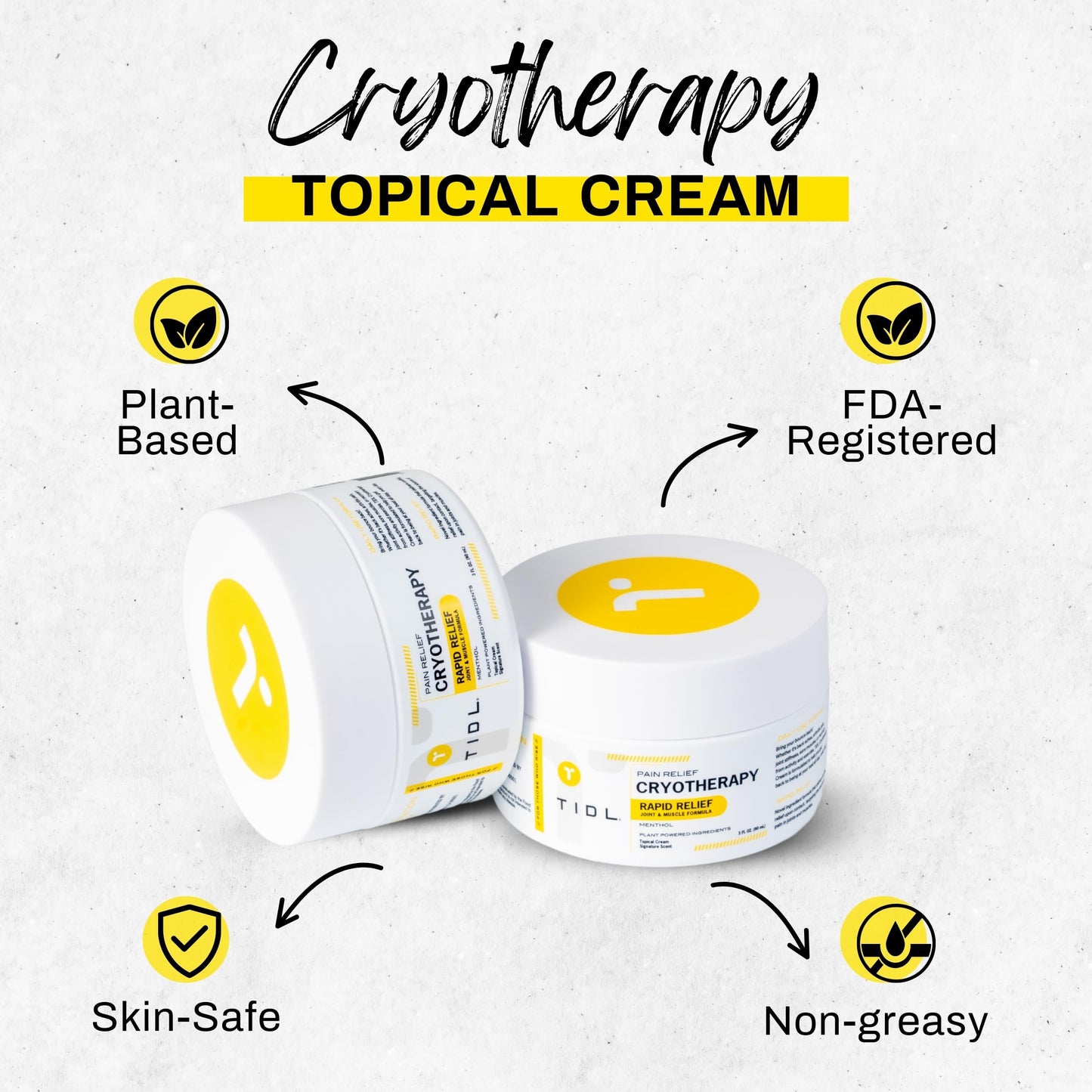 TIDL Cryotherapy Pain Relief Cream, 3 Oz, Targeted Neck Pain, Joint & Muscle Pain Relief with Organic, Plant-Based Menthol, Instant Cooling for Sport & Post Workout Full Body Recovery