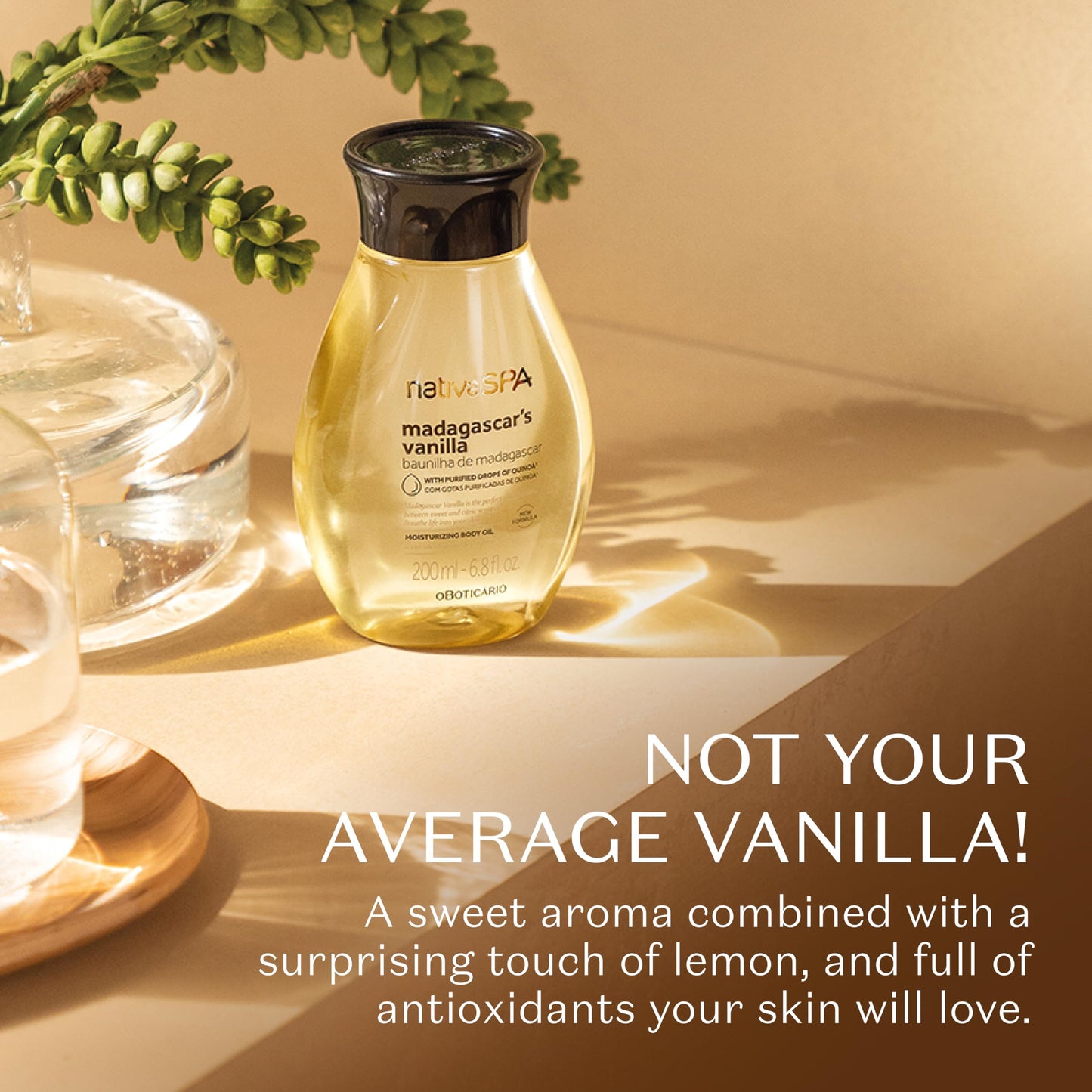 Nativa SPA by O Boticário, Madagascar Vanilla Body Oil, Soothing & Moisturizing, 6.8 Ounce