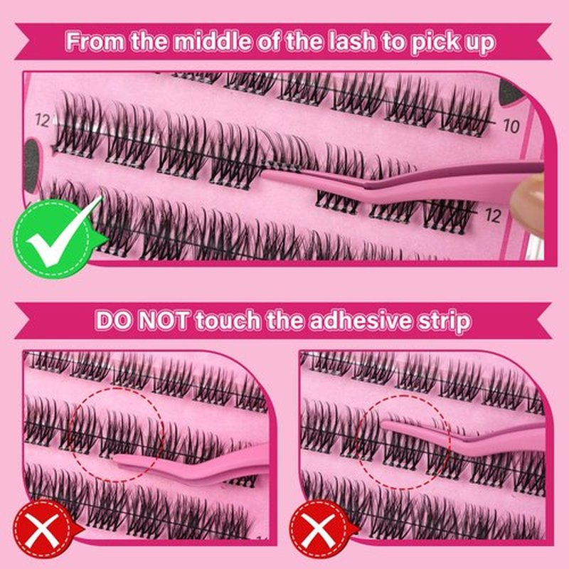Self Adhesive Eyelashes 40Pcs Lash Clusters Self Stick Lashes Reusable Self-adhesive Lashes No Glue Cluster Lashes Easy for Use(Hibiscus,D-8-16mix)