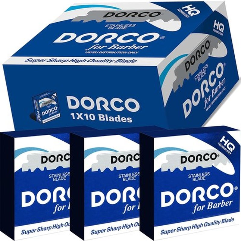 The Shave Factory Straight Edge Razor Kit (USA / 300 Dorco Single Edge Razor Blades Blue)