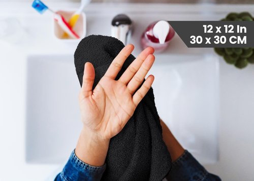 Utopia Towels [12 Pack Premium Wash Cloths Set (12 x 12 Inches) 100% Cotton Ring Spun, Highly Absorbent and Soft Feel Essential Washcloths for Bathroom, Spa, Gym, and Face Towel (Black)