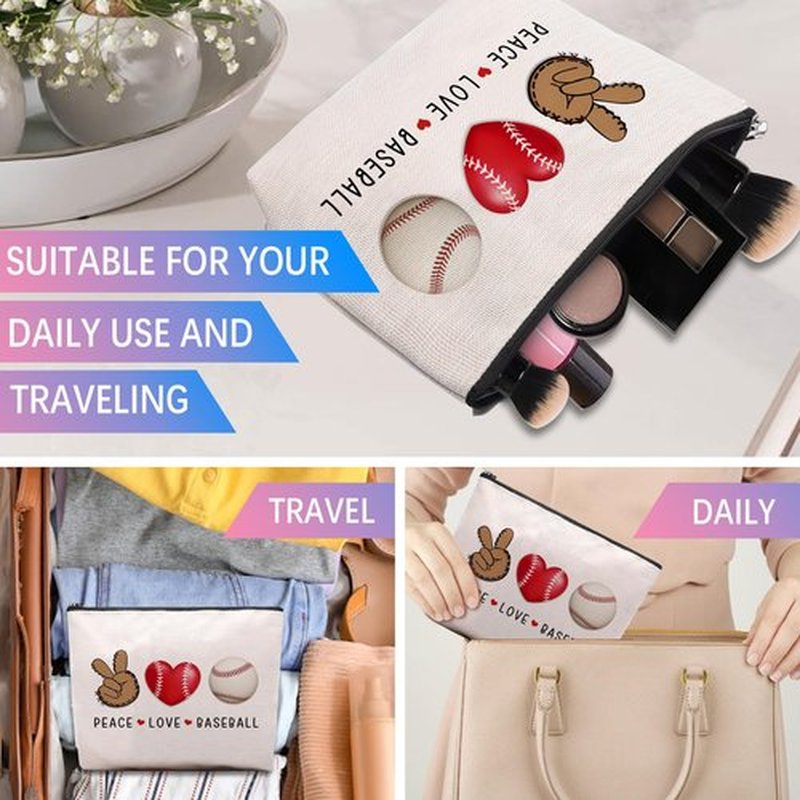 CEASQVAA Baseball Gifts Makeup Cosmetic Bag for Women, Baseball Coach Gifts, Birthday Friendship Gifts Team Gifts for Baseball Lovers Players Fans