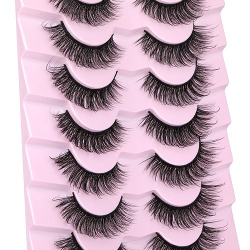 JIMIRE Faux Mink Lashes Wispy Fairy Strip Lashes Full Fluffy False Eyelashes Cat Eye Pestañas 5D Multilayer Spiky Butterfly 15MM Volume Fake Lashes 8 Pairs Pack