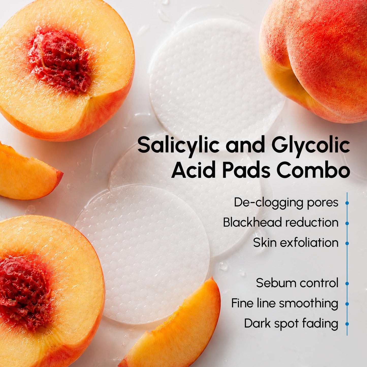MAREE Glycolic Acid Pads & 2% Salicylic Acid – Toner Pads for Face with 20% Glycolic Acid Solution – Face Exfoliating Pads, Acne Clearing Face Pads – Skin Pore Resurfacing & Radiance Device – 50 Count
